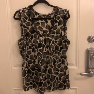 Black and White Sleeveless Blouse